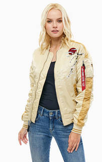 Куртка-бомбер с цветочной вышивкой Alpha Industries