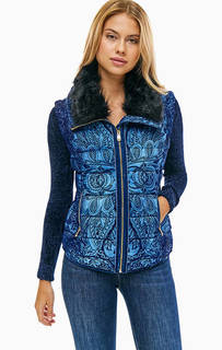 Синяя куртка с трикотажными рукавами Desigual