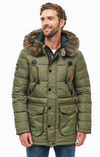 Куртка цвета хаки с карманами и капюшоном Superdry
