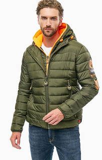 Куртка цвета хаки с ветрозащитной планкой и нашивками Superdry