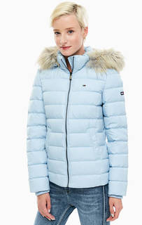 Короткий голубой пуховик на молнии Tommy Jeans