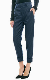 Полушерстяные укороченные брюки синего цвета Drykorn