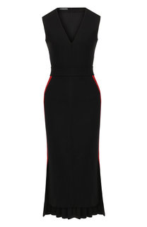 Шерстяное платье-миди с V-образным вырезом Alexander McQueen
