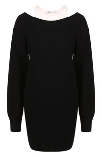 Шерстяное мини-платье с контрастным воротником T by Alexander Wang