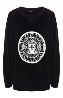 Хлопковый пуловер с логотипом бренда Balmain