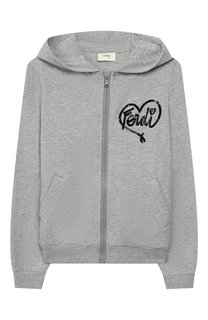 Хлопковый кардиган на молнии с капюшоном Fendi