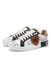 Кожаные кеды Portofino с отделкой Dolce & Gabbana