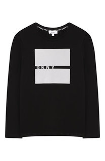 Хлопковый лонгслив с принтом DKNY