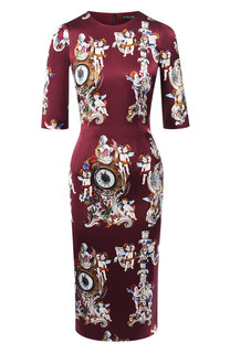Приталенное шелковое платье с принтом Dolce & Gabbana