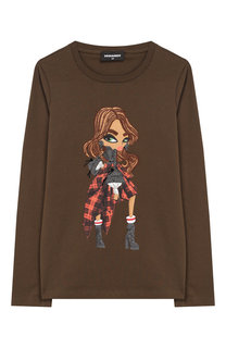 Хлопковый лонгслив с принтом Dsquared2