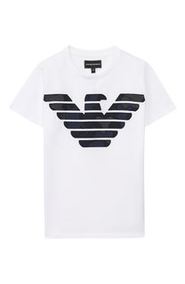 Хлопковая футболка с аппликацией Emporio Armani