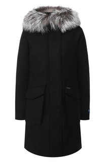 Шерстяная парка с меховой отделкой капюшона Woolrich
