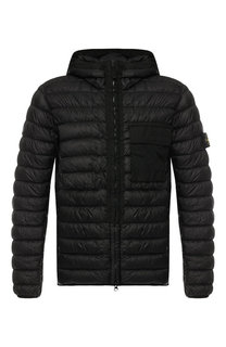 Стеганый пуховик на молнии с капюшоном Stone Island