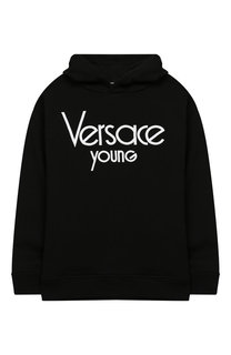 Хлопковое худи с логотипом бренда Young Versace