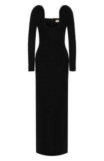 Шерстяное платье-макси с глубоким вырезом Saint Laurent