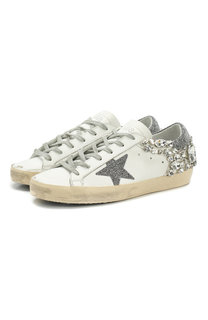 Кожаные кеды SuperStar с отделкой кристаллами Golden Goose Deluxe Brand