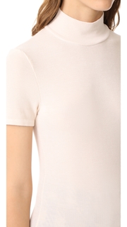 Three Dots Ribbed Short Sleeve Turtleneck