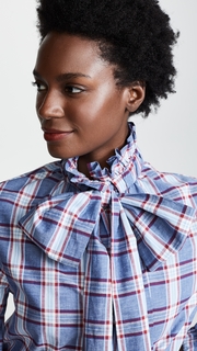 Stella Jean Plaid Tie Neck Shirt