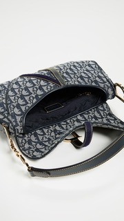 What Goes Around Comes Around Dior Navy Canvas Double Saddle Bag