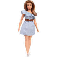 Кукла Barbie "Игра с модой" в голубом платье в полоску, 29 см Mattel