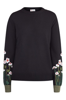Черный джемпер с узором на рукавах RED Valentino