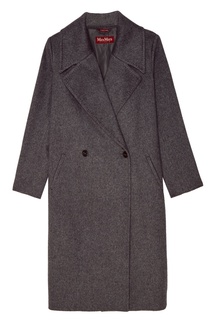 Серое двубортное пальто MAX Mara