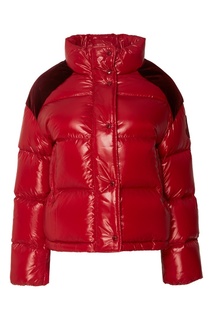 Красная стеганая куртка с велюровыми вставками Moncler