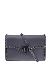 Черная кожаная сумка через плечо Garavani Rockstud Valentino