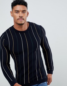 Темно-синий джемпер с круглым вырезом и полосками River Island - Темно-синий