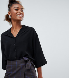 Черная укороченная oversize-блузка Monki - Черный
