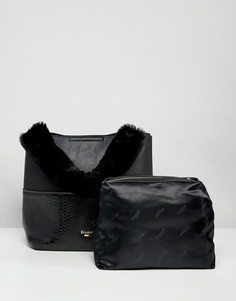 Черная сумка-тоут со съемным ремешком и искусственным мехом Dune Dixiee - Черный