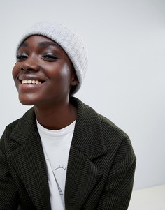 Вязаная шапка в рубчик Selected Femme - Серый