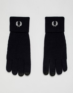 Темно-синие перчатки из мериносовой шерсти с логотипом Fred Perry - Темно-синий