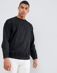 Черный свитшот с круглым вырезом и заниженной линией плеч Emporio Armani - Черный
