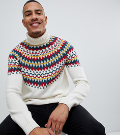 Бежевый трикотажный джемпер с высоким воротом и узором Фэйр-Айл ASOS DESIGN Tall - Бежевый