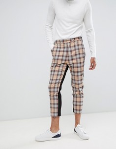 Зауженные брюки в клетку ASOS DESIGN - Бежевый