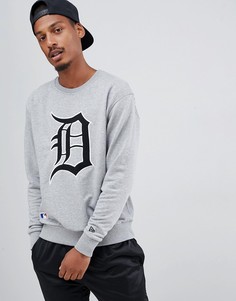 Серый свитшот с большим вышитым логотипом New Era MLB Detroit Tigers - Серый