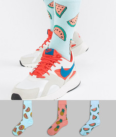 3 пары носков с принтом тропических фруктов ASOS DESIGN - Мульти