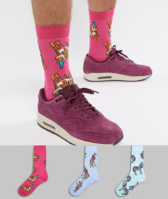 3 пары носков с рисунками животных ASOS DESIGN - Мульти