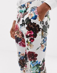 Зауженные брюки с цветочным принтом ASOS DESIGN wedding - Белый