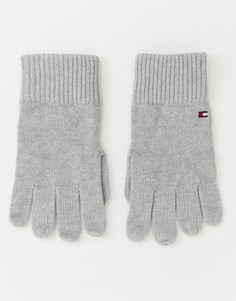 Серые перчатки из хлопка и кашемира Tommy Hilfiger - Серый