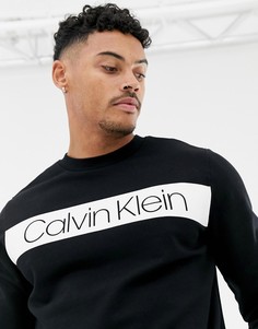 Свитшот c полосой и логотипом Calvin Klein - Черный
