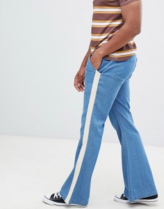 Расклешенные джинсы с полосками по бокам Sacred Hawk - Синий