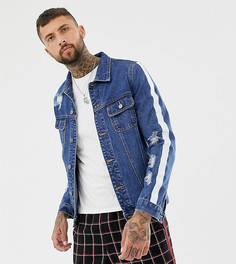 Обтягивающая джинсовая куртка с состаренной отделкой и полосками Mauvais - Синий
