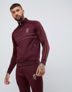 Обтягивающая спортивная куртка с золотистыми полосками по бокам Gym King - Красный