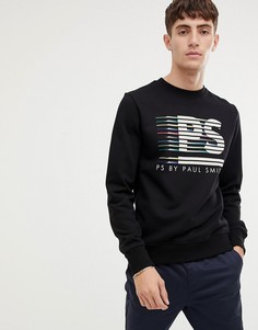 Черный свитшот в стиле ретро с круглым вырезом и логотипом PS Paul Smith - Черный