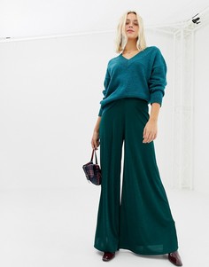 Зеленые брюки с широкими штанинами Miss Selfridge - Зеленый