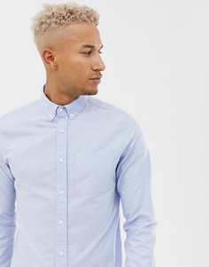 Голубая оксфордская рубашка классического кроя Pull&Bear - Синий