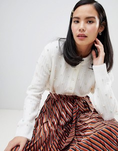Кардиган на пуговицах с жемчужной отделкой ASOS DESIGN - Кремовый