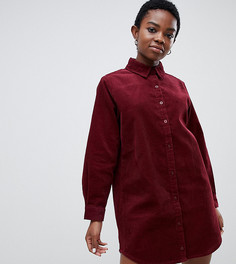 Вельветовое платье-рубашка темно-красного цвета ASOS DESIGN Petite - Красный